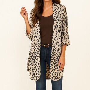 Leopard Print Open Front Cardigan